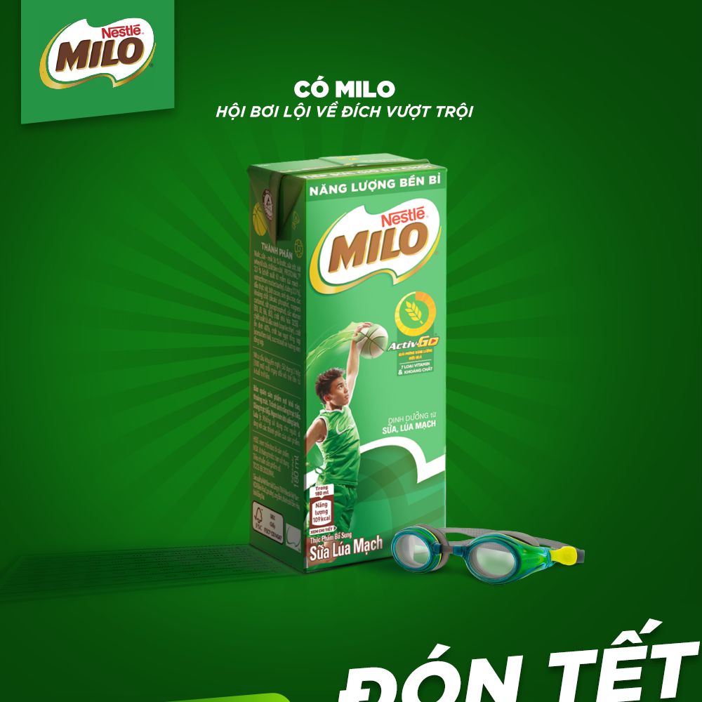 Sữa lúa mạch Nestlé MILO lốc 4hộp x 180ml