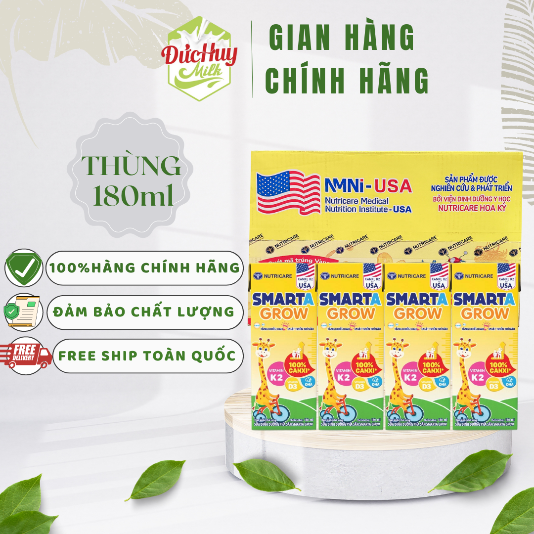 Thùng 48 hộp sữa bột pha sẵn smata grow 110ml /180ml