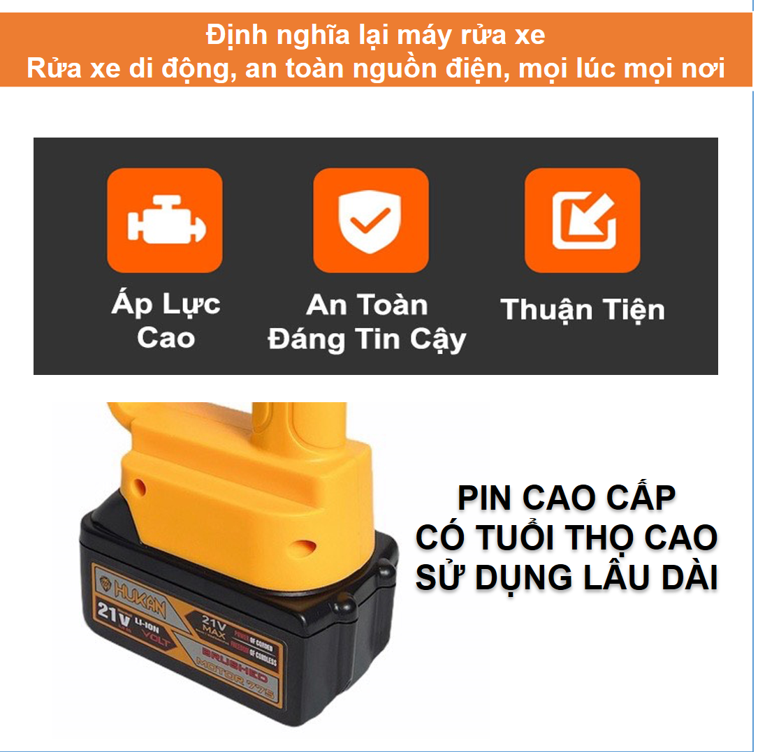 [FreeshipMAX] Máy rửa xe pin Hukan - Máy rửa xe pin Hukan