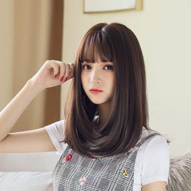 [Sale] Tóc Giả Nữ Cụp Ngang Vai Tặng Lưới Trùm Tóc