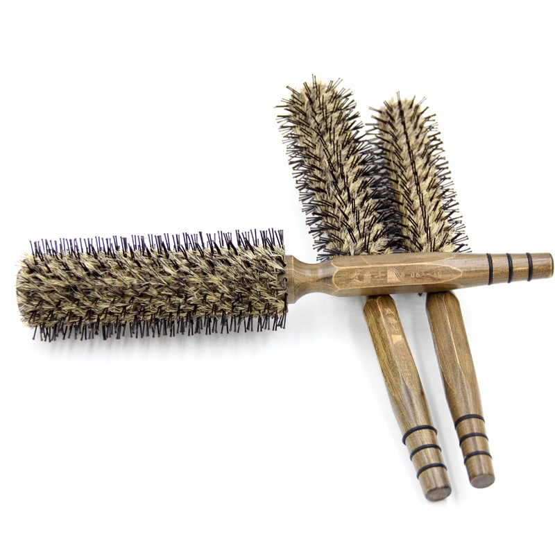 Lược tròn cán gỗ sấy tạo kiểu tóc xoăn round comb