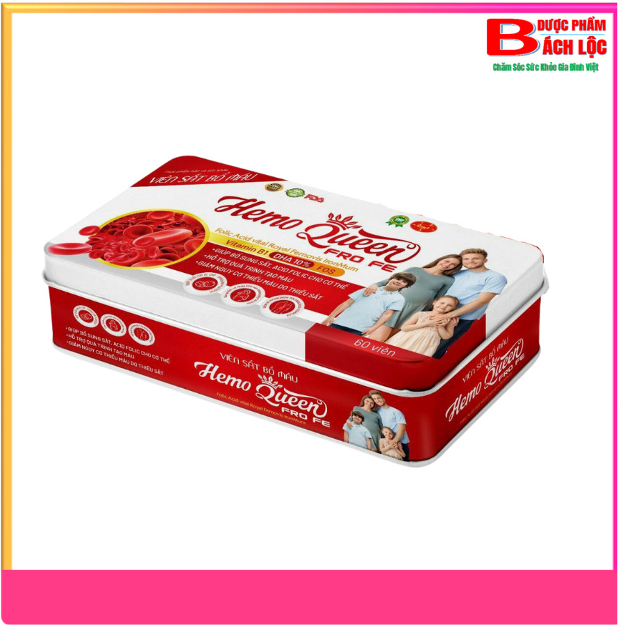 Viên sắt bổ máu hemo queen giúp bổ sung sắt, acid folic cho cơ thể, hỗ trợ quá trình tạo máu,giảm nguy cơ thiếu máu do thiếu sắt