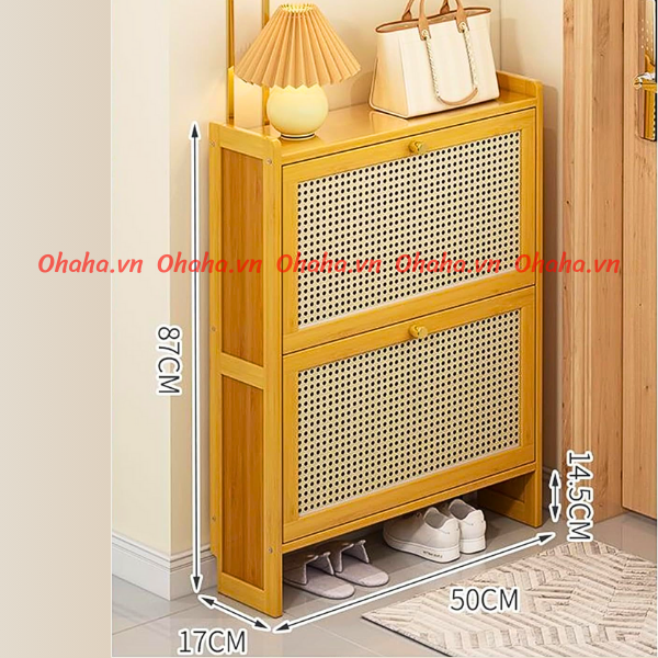 [ Freeship HCM] [Có ảnh thực tế]  Tủ giày siêu mỏng cánh mây đan cao cấp Ohaha - TGCC019