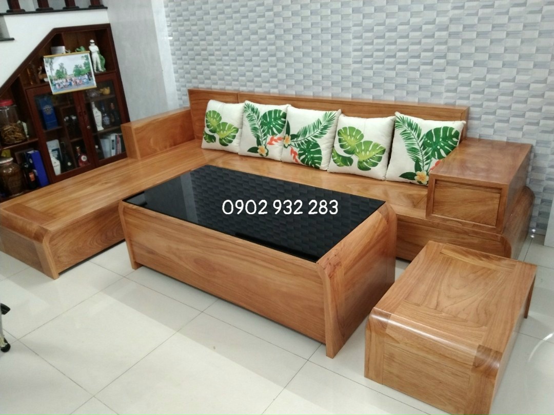 [HCM]Bộ salon góc gỗ sồi  bộ bàn ghế phòng khách mẫu tay chứng mặt lan Kích thước (Nội thất): 2m40 x 2m.