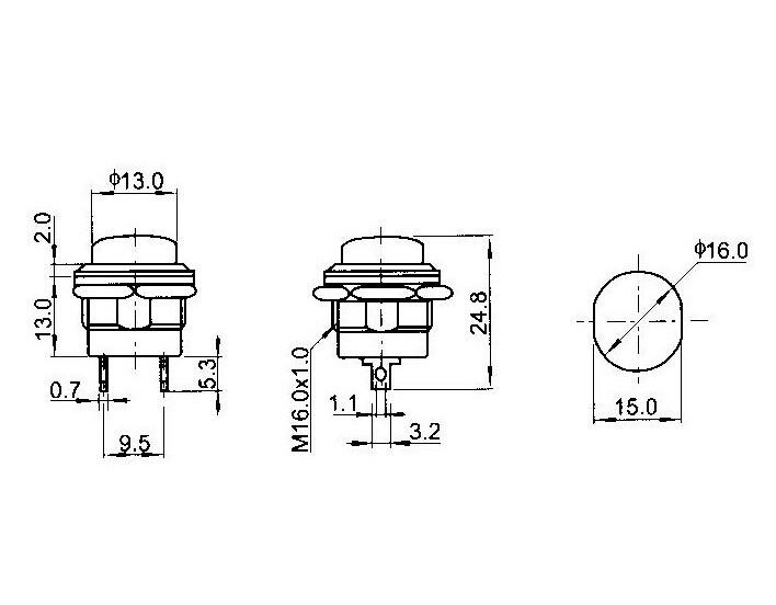Bộ 3 Nút Nhấn Đề 16mm