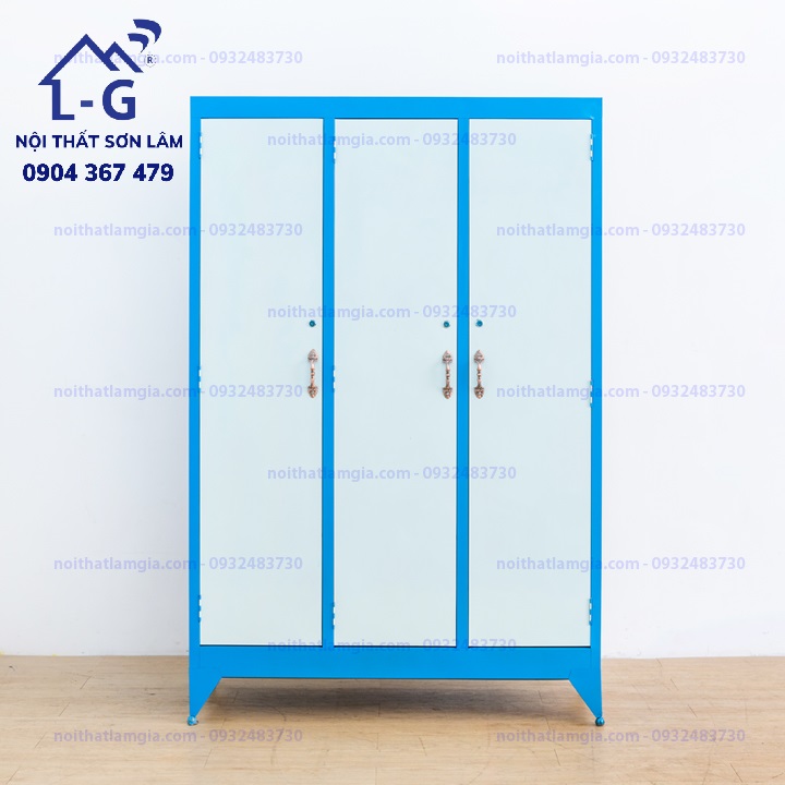 TỦ SẮT SƠN DẦU MẪU 3 CÁNH KHÔNG GƯƠNG