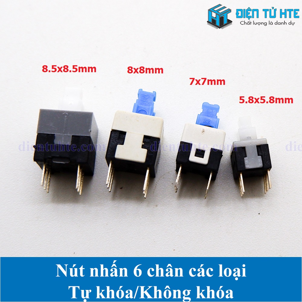 Combo 5 nút nhấn 6 chân các loại 5.8mm/7mm/8mm/8.5mm