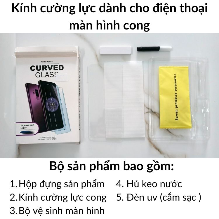 Kính cường lực Samsung Note 20 / Note 20 Ultra/ Note 10 / Note 10 PLus / Note 9/ Note 8 - Màn hình cong full Keo UV- Mua về dán tại nhà đơn giản - Phụ kiện ATI