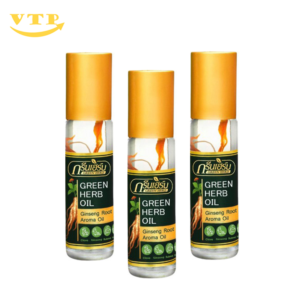 Combo 3 Chai Dầu Nhân Sâm Ginseng Green Herb Oil Thái Lan 8ml