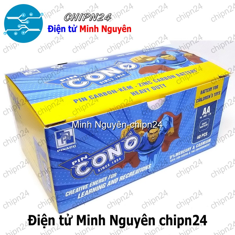 [1 hộp] Hộp 40 viên Pin AA Con ó Pinaco (Pin 2A, Pin tiểu, Pin đũa) - HH001014