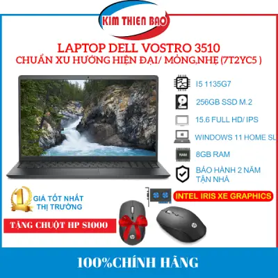 [TẶNG CHUỘT HP S1000] Laptop Dell Vostro 15 3510- i5-1135G7/ 8GB/ 256GB (7T2YC5) (Chính hãng)