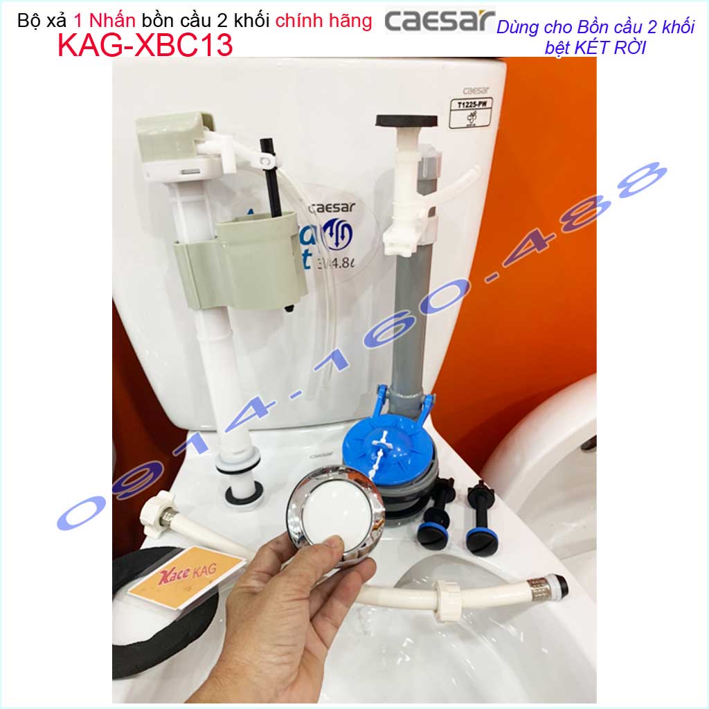 Xả bàn cầu Caesar 1 nhấn chính hãng KAG-XBC13, bộ ruột két nước 2 khối CT1325-CT1338 xả nhấn êm siêu bền hiệu suất sử dụng tốt