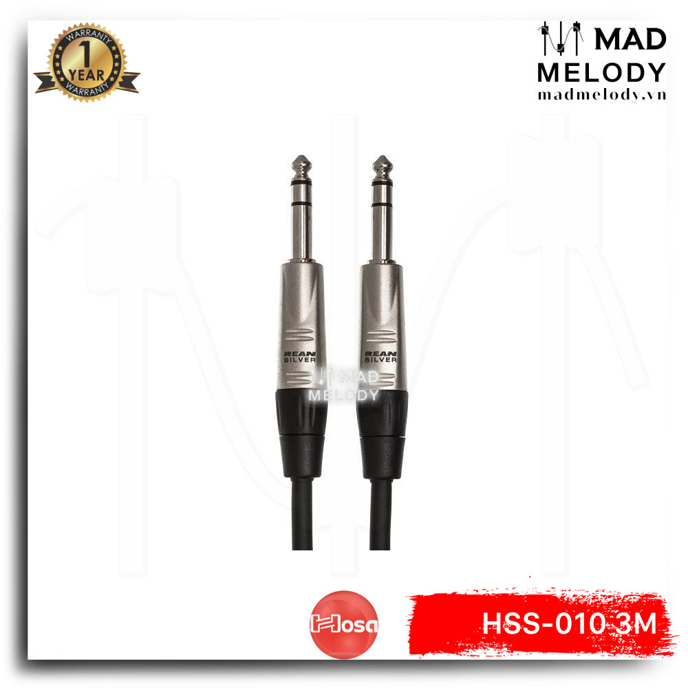 Hosa Pro Balanced Interconnect HSS-010 (3m) (REAN 1/4in TRS - 1/4in TRS) [Dây cáp 6ly TRS đầu REAN NEW]