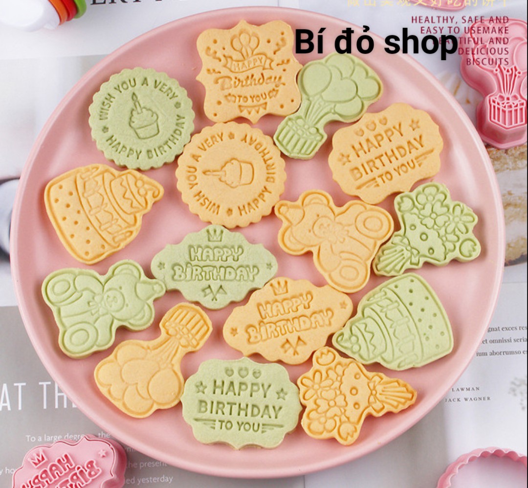 Album Bộ 6 -8 khuôn bánh quy bánh qui cookies cookie 3D bằng nhựa - Bí đỏ shop nguyên liệu dụng cụ làm bánh