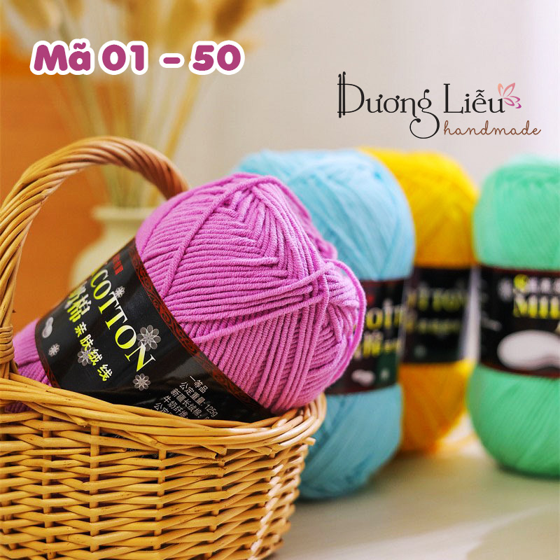 Len Milk Cotton loại 1 cuộn 125gr (Mã 01 đến 50)