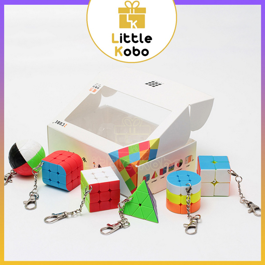 Móc Khóa Rubik 3x3 2x2 Penrose Cylinder Pyraminx Stickerless ZCube Phụ Kiện Rubic Biến Thể Đồ Chơi Trí Tuệ
