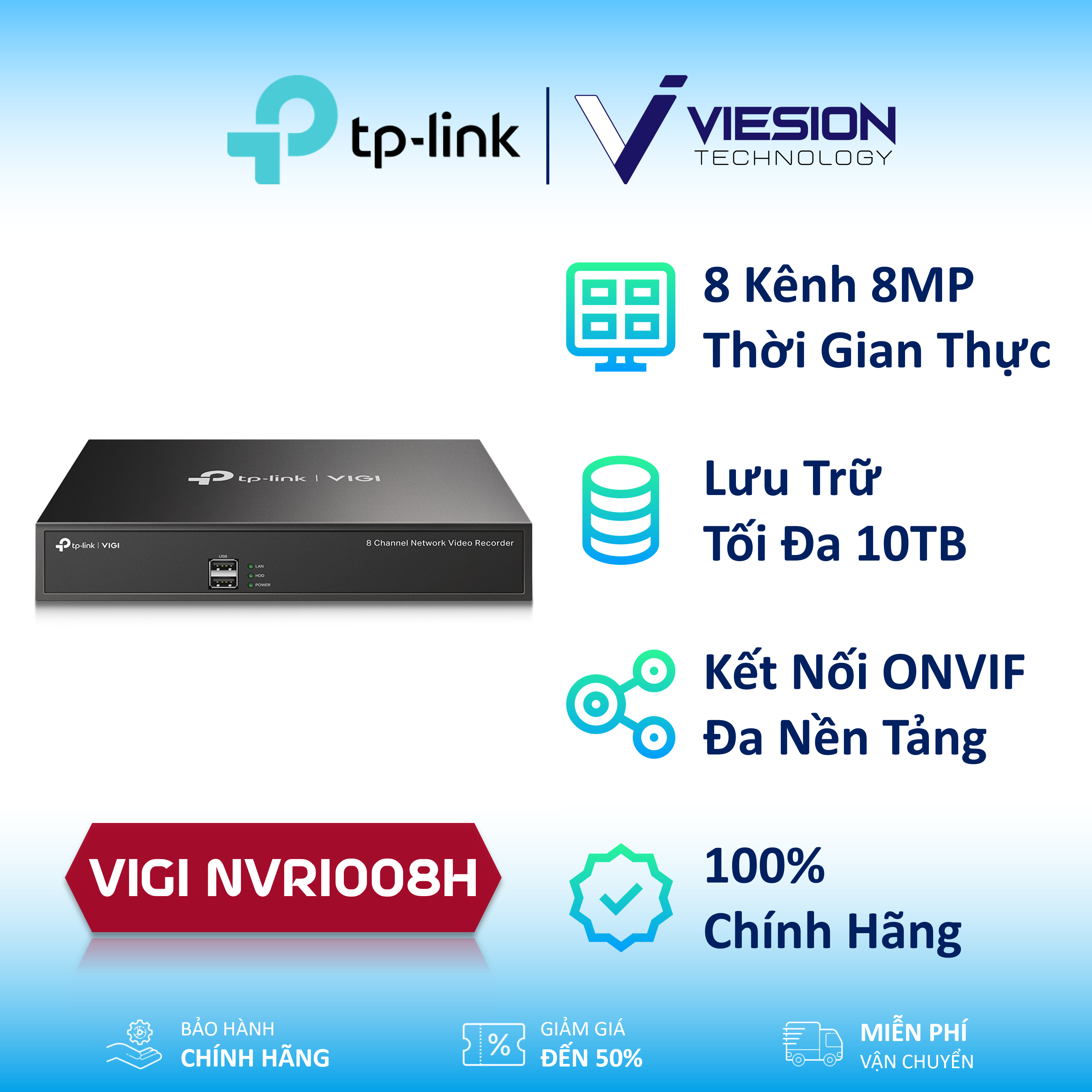 TP-Link VIGI NVR1008H - 8 Channel Network Video Recorder