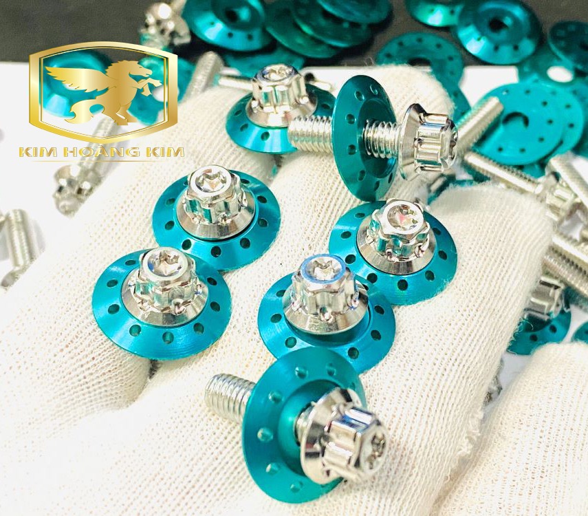 Combo Ốc Salaya 6li20 Trụ tặng kèm Lông Đền Nhôm Xanh Lục gắn dàn áo xe máy Sirius,Exciter,Winner,Sonic,Satria....