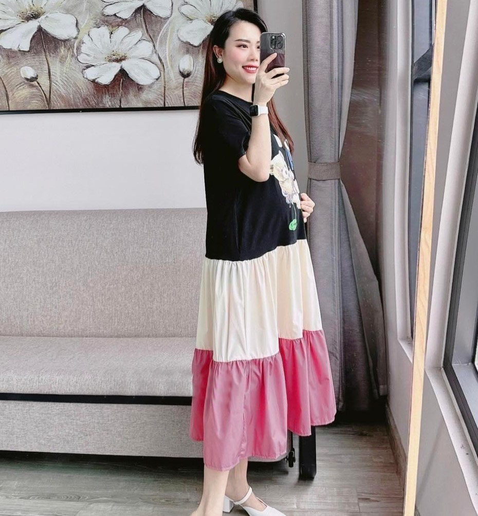 Váy Bầu váy Mặc Nhà - chất liệu lanh lụa - Cotton mềm - mát - mịn
