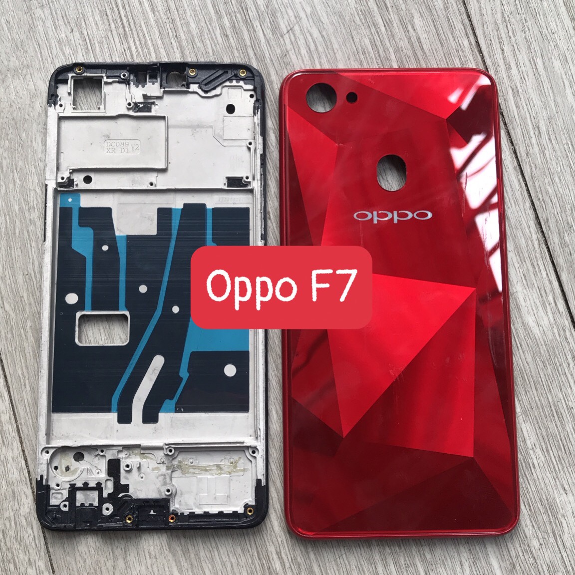 Bộ vỏ sườn oppo F7 zin (bộ gồm lưng, sườn, phím bấm, kính camera)