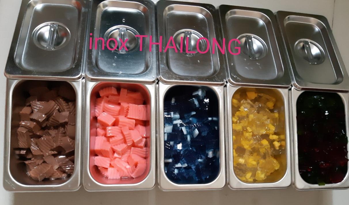 khay inox đựng topping (combo 5 bộ)