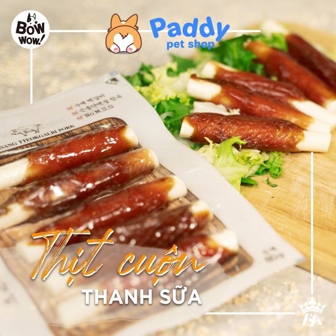 Bánh Thưởng Cho Chó Thịt Cuộn Thanh Sữa BowWow 80g