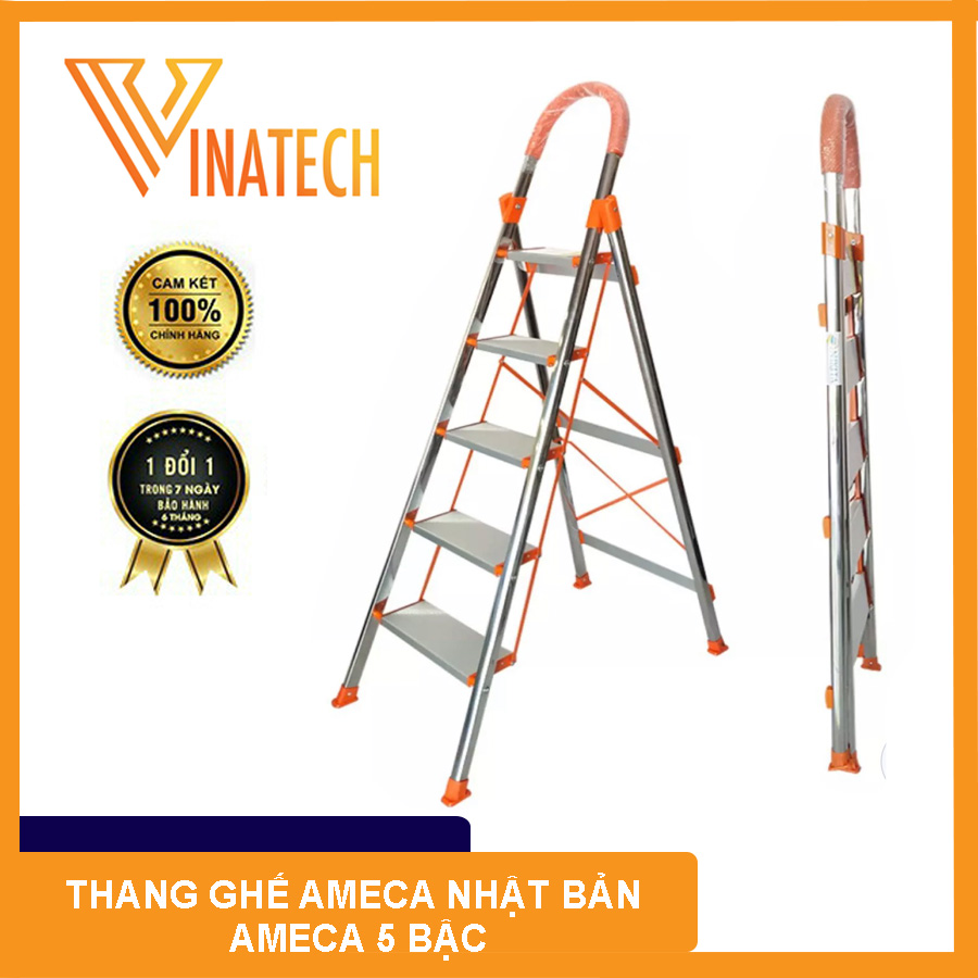 [HÀNG CHÍNH HÃNG] Thang ghế INOX AMECA Nhật Bản 5 BẬC