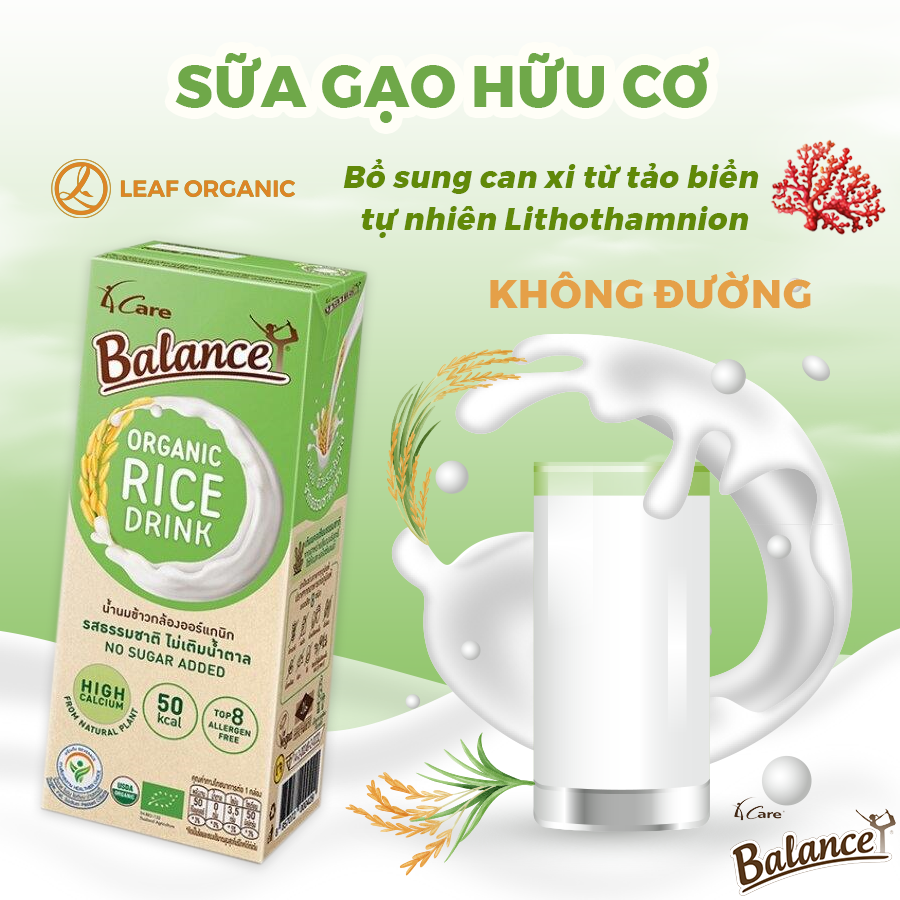 HCMThùng 36 Hộp- Sữa Gạo Hữu Cơ 4Care Balance 180ML Không Đường -