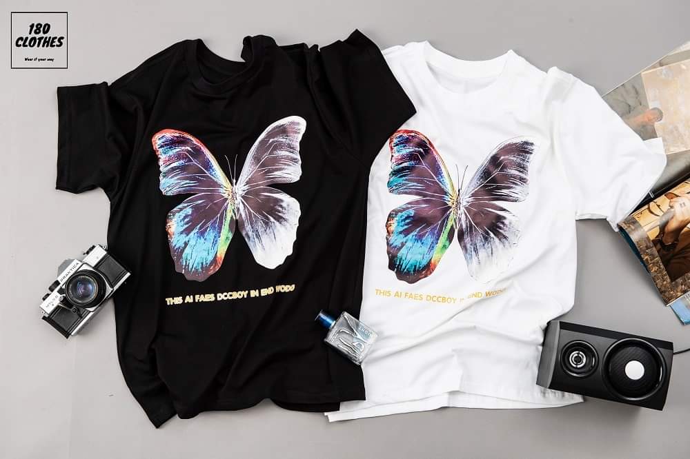 [HCM]Áo Thun Nam Nữ Form Rộng In Hình CÁNH BƯỚM BUTTERFLY độc đẹp Vải Dày Mịn Thiết Kế Thời Trang Đường May Sắc Sảo