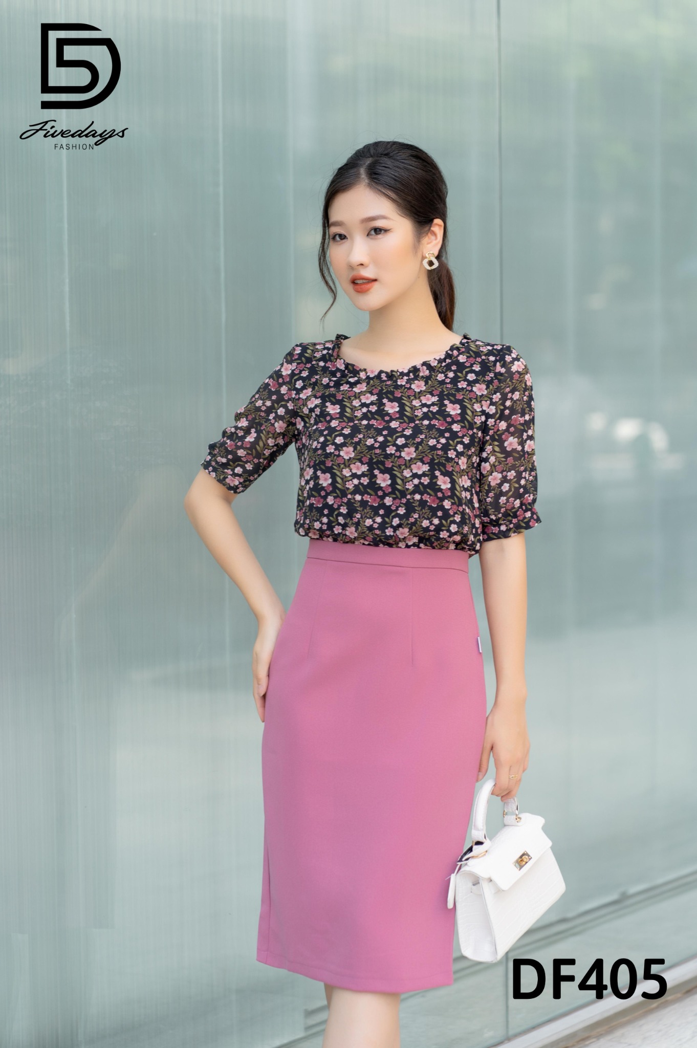 Fivedays - Đầm hoa ôm phối chân