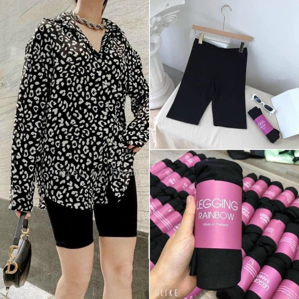 combo 3 và 5 quần legging đùi cuộn tím siêu hot