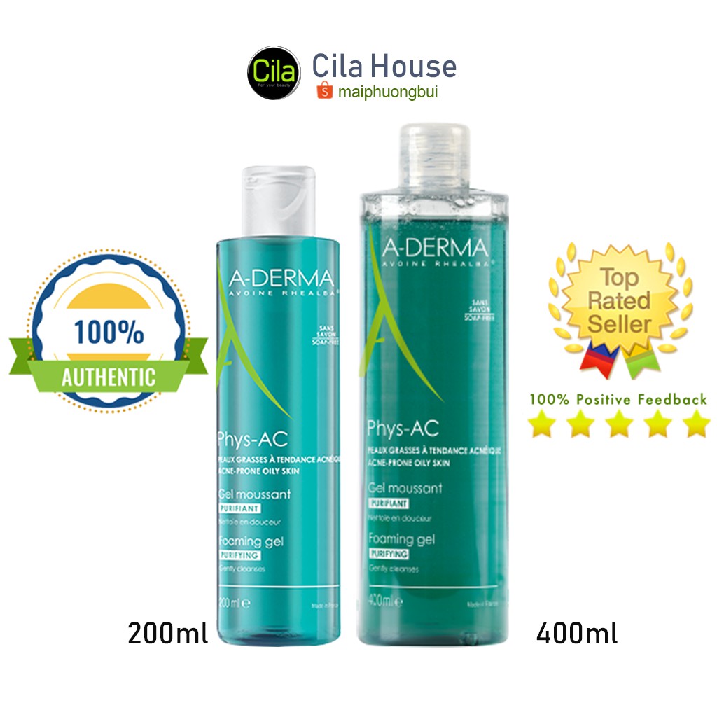 Sữa Rửa Mặt A-Derma Gel Moussant Purifiant Phys-Ac