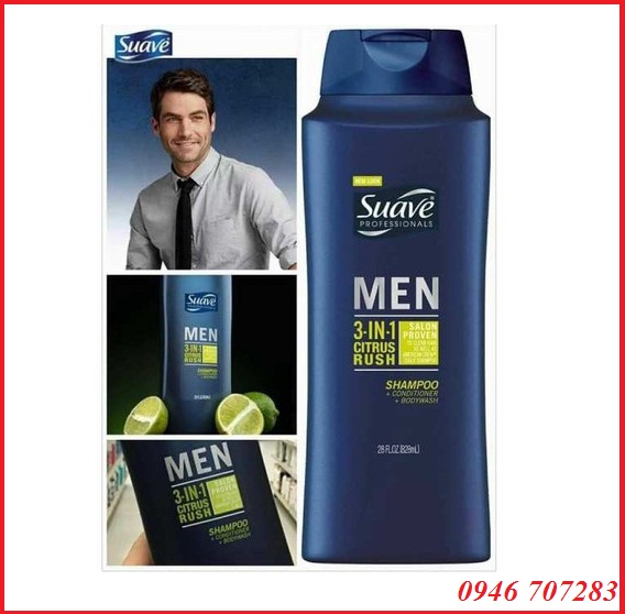 Dầu gội tắm suave men 3in1 828ml - 079400062963