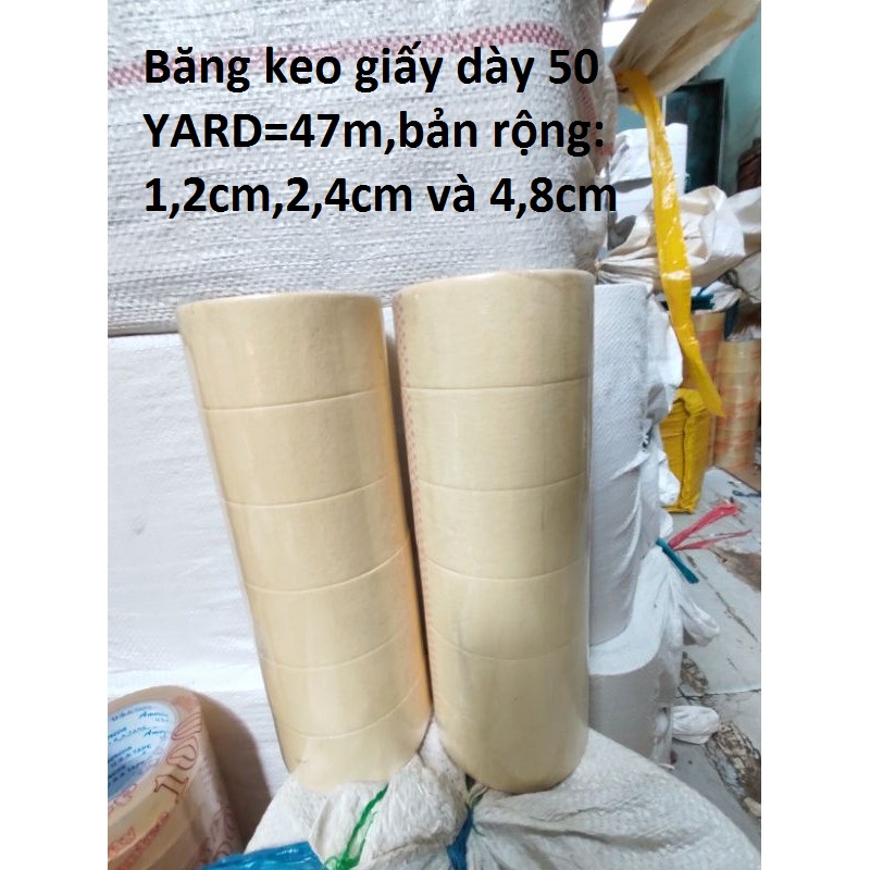 [HCM]Cây Băng keo giấy siêu dày 50 YARD(dài 47m)bản rộng 48mm(cây 6 cuộn) và 24mm(cây 12 cuộn)12mm(cây 24 cuộn)