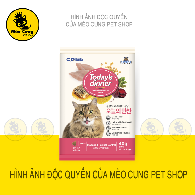 TODAY'S DINNER- Thức ăn hạt cho mèo mọi lứa tuổi gói dùng thử 40g