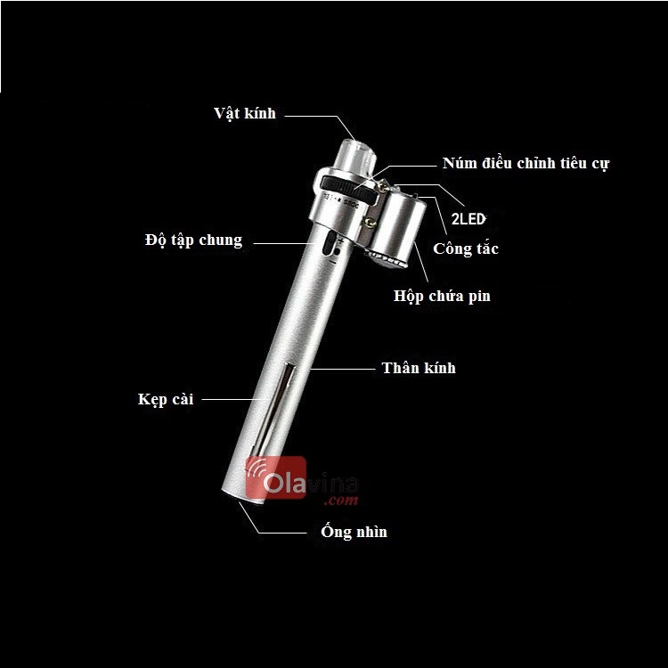 Kính lúp cầm tay mini có đèn 100x