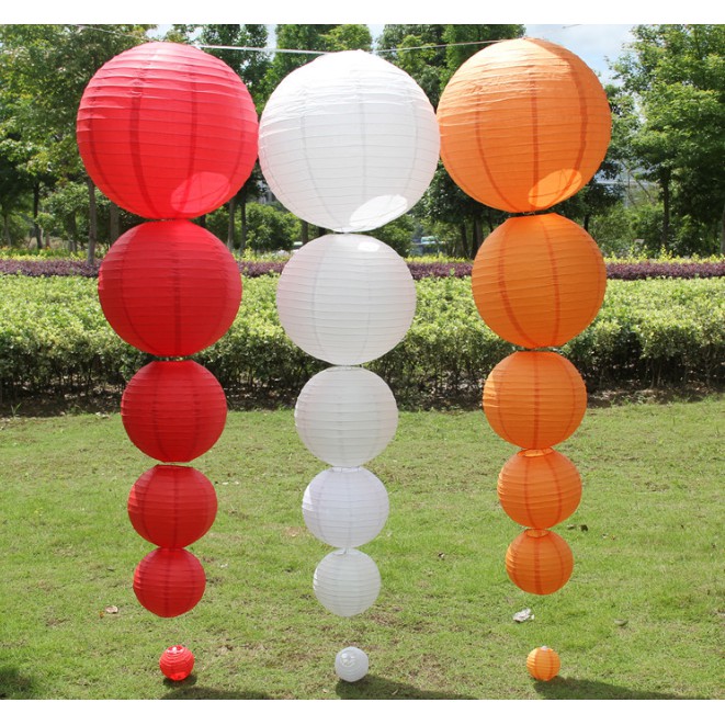 Đèn Lồng Giấy Lụa Tròn 30Cm - Nhiều Màu Trang Trí Lễ Hội