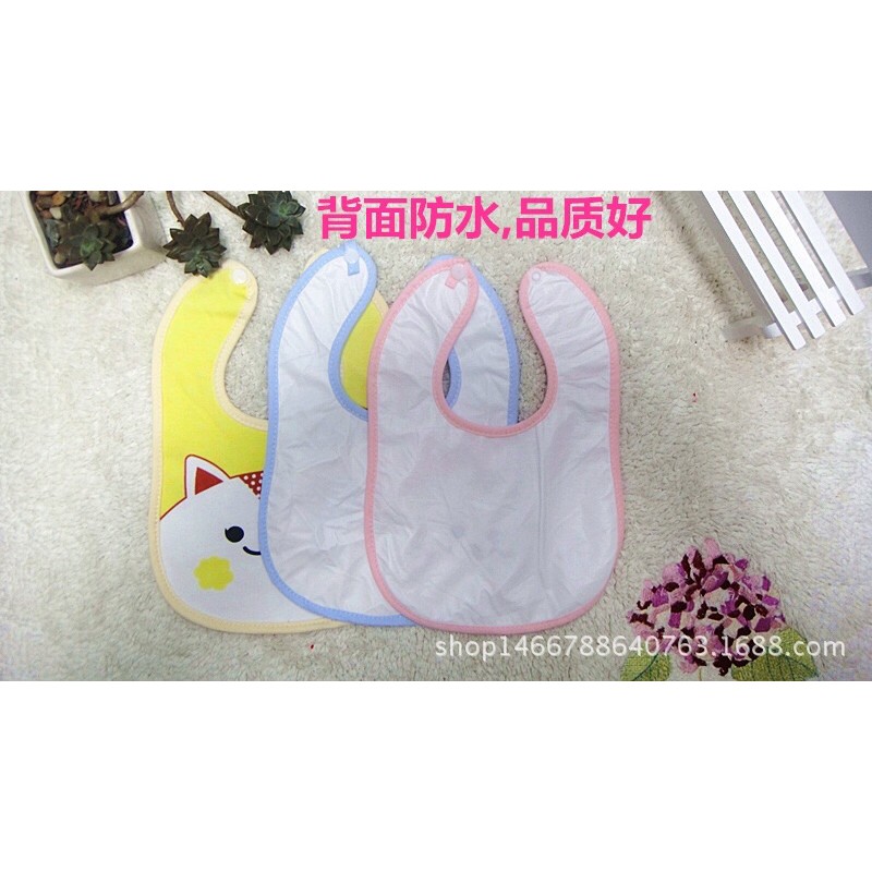 Yếm Ăn Dặm 2 Lớp Có Cúc Bấm Cho Bé