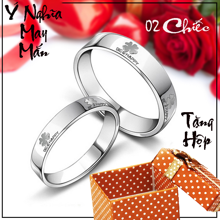 Nhẫn cặp đôi tình nhân Cỏ 4 Lá đẹp, ý nghĩa, may mắn trong tình yêu -Tặng hộp đựng nhẫn cực xinh - Số lượng 02 chiếc