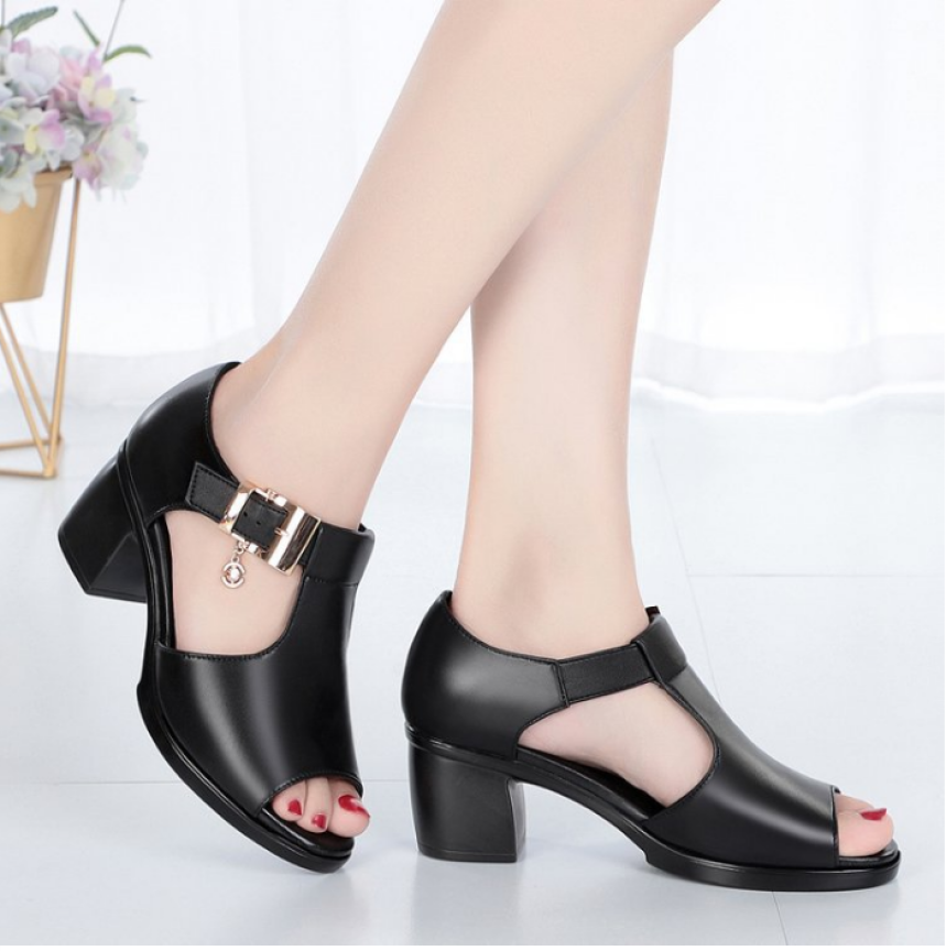 Giày sandal nữ cao gót da mềm , đế êm S0115 giá rẻ
