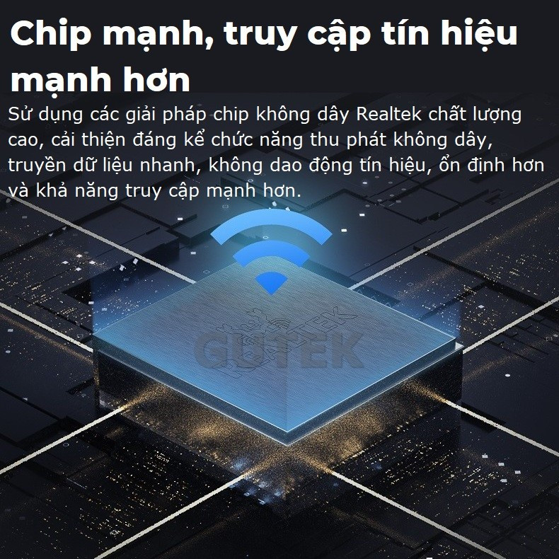 USB thu sóng wifi Gutek WD46 1200mbps 2 râu nâng cấp WiFi lên 5G cho máy tính, pc , laptop tần số 2.4G 5G siêu nhanh