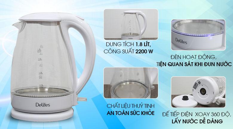 Bình siêu tốc Delites 1.8 lít ST18G02