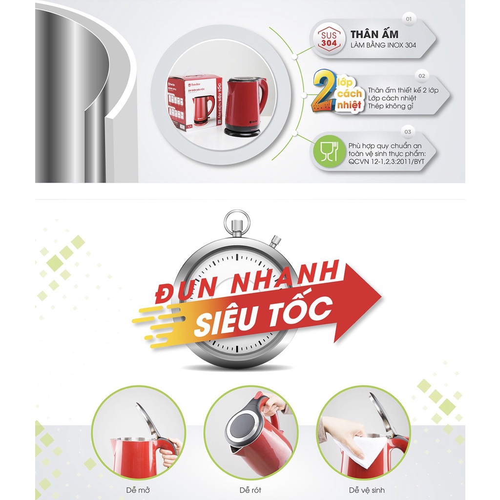 Ấm đun nước siêu tốc Rạng Đông RD-AST17P1 Dung Tích 1.7 Lít
