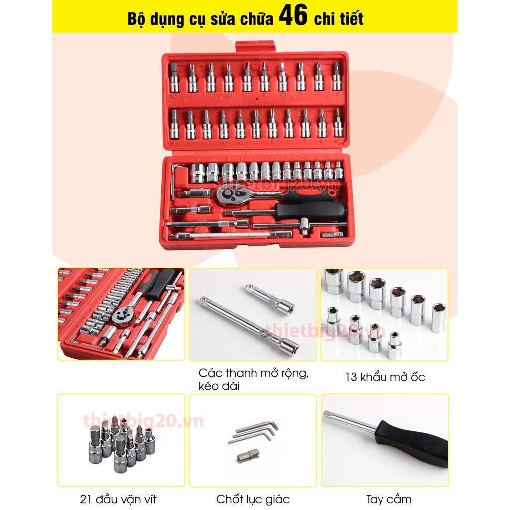 BỘ DỤNG CỤ MỞ BU LÔNG ỐC VÍT ĐA NĂNG 46 CHI TIẾT (HÀNG NHẬP KHẨU GIÁ TỐT)