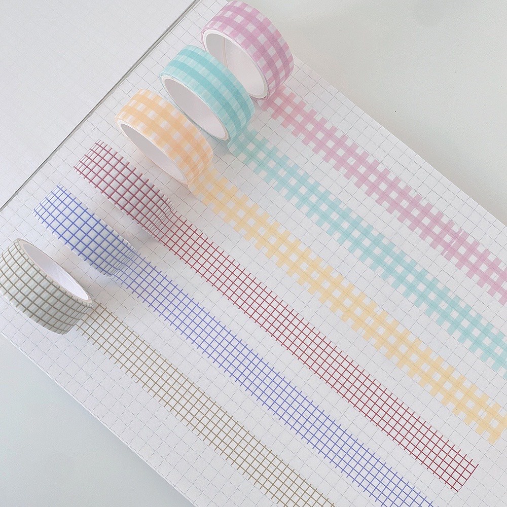Cuộn washi tape caro basic dài 3m