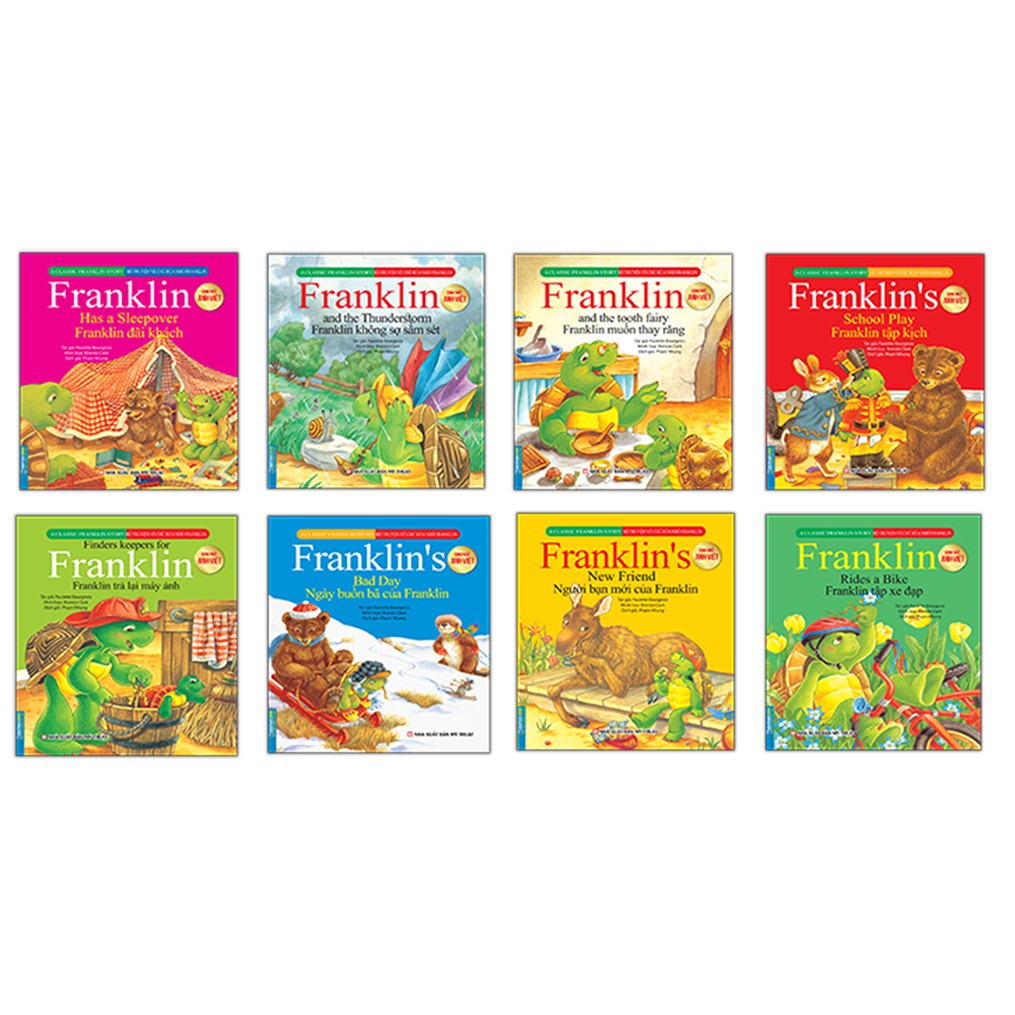 Sách - Combo Bộ truyện về chú rùa nhỏ Franklin 8 cuốn(song ngữ Anh-Việt)(sách bản quyền)
