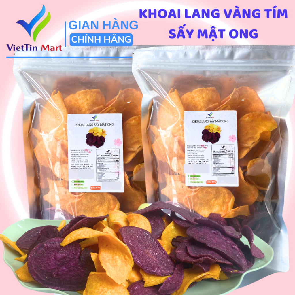 1kg Khoai lang sấy mật ong vàng + tím