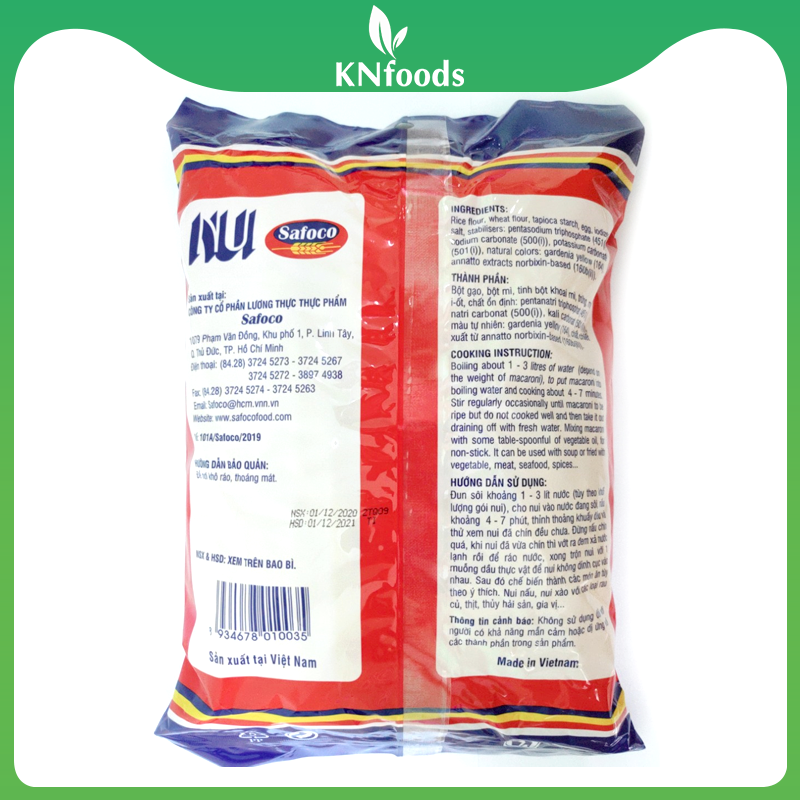 Nui ống nhỏ Safoco gói 500g