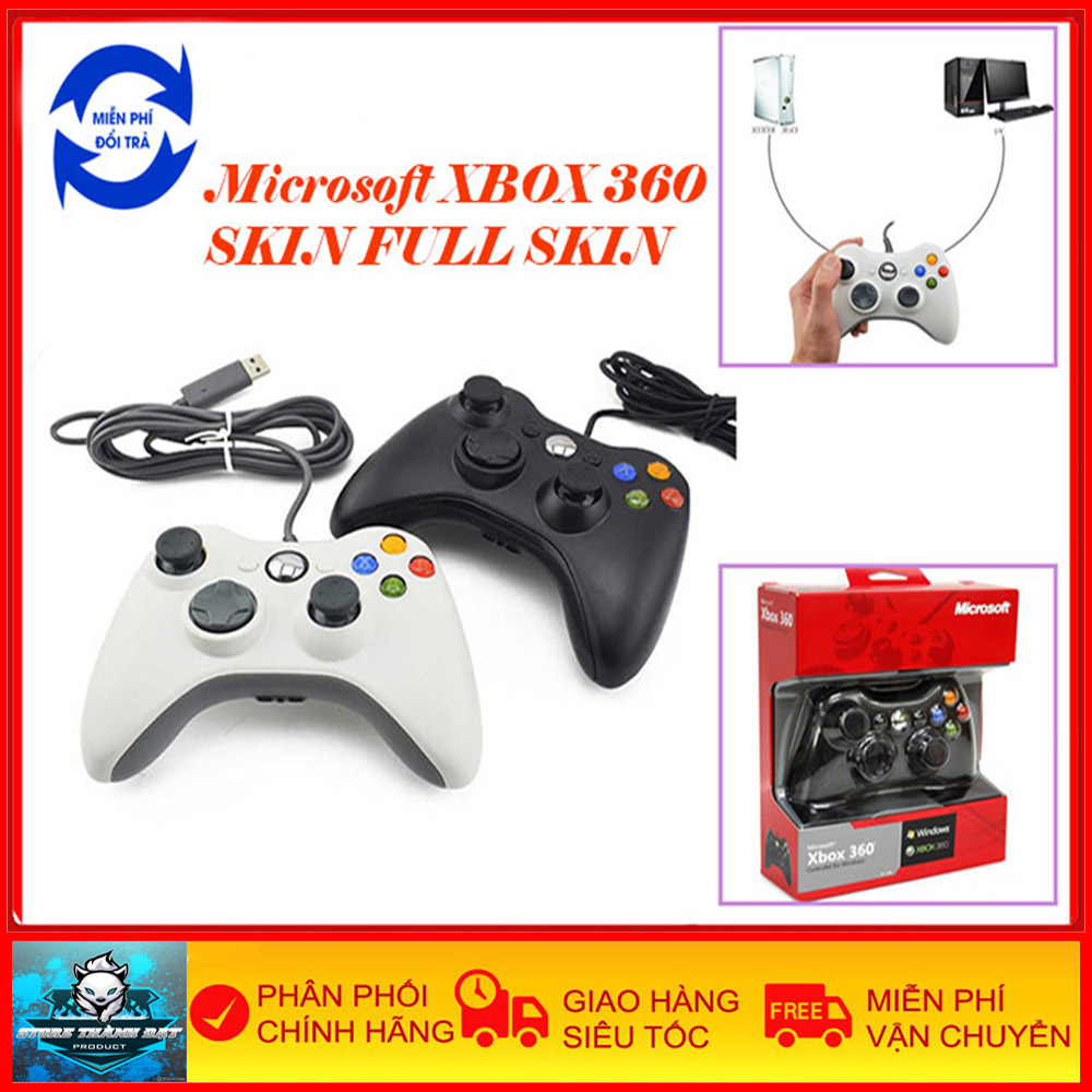 Tay Cầm Chơi Game PC XBOX 360 - Chuyên Game PC, Smart TV, Laptop - Hỗ Trợ Hầu Các Game Pc, FullSkin Có Rung - Bảo Hành 1 Năm
