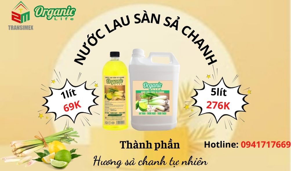 Nước Lau Sàn Sả Chanh Organiclife 1L